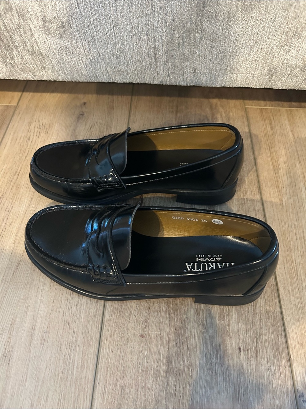 Haruta (Japan) Women’s Black Leather Penny Loafers